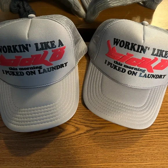 帽子 Sicko Laundry Trucker Hat Grey Sicko puked on laundry trucker hat. Has a | Depop